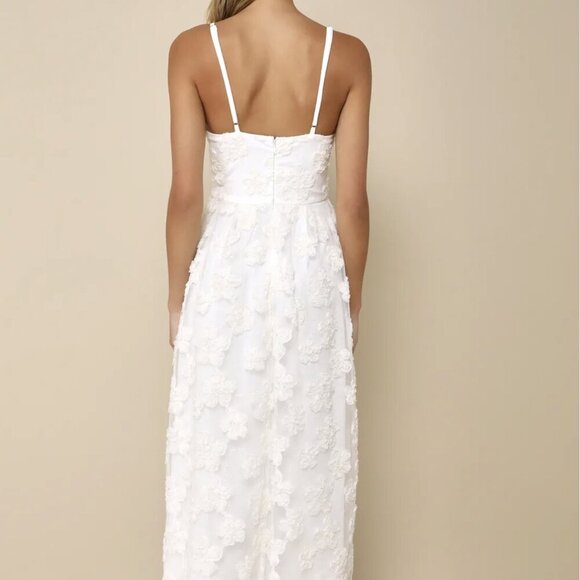 NWT Lulus Delightful Charisma White Embroidered Sequin Mesh Midi Dress​ - Picture 2 of 8